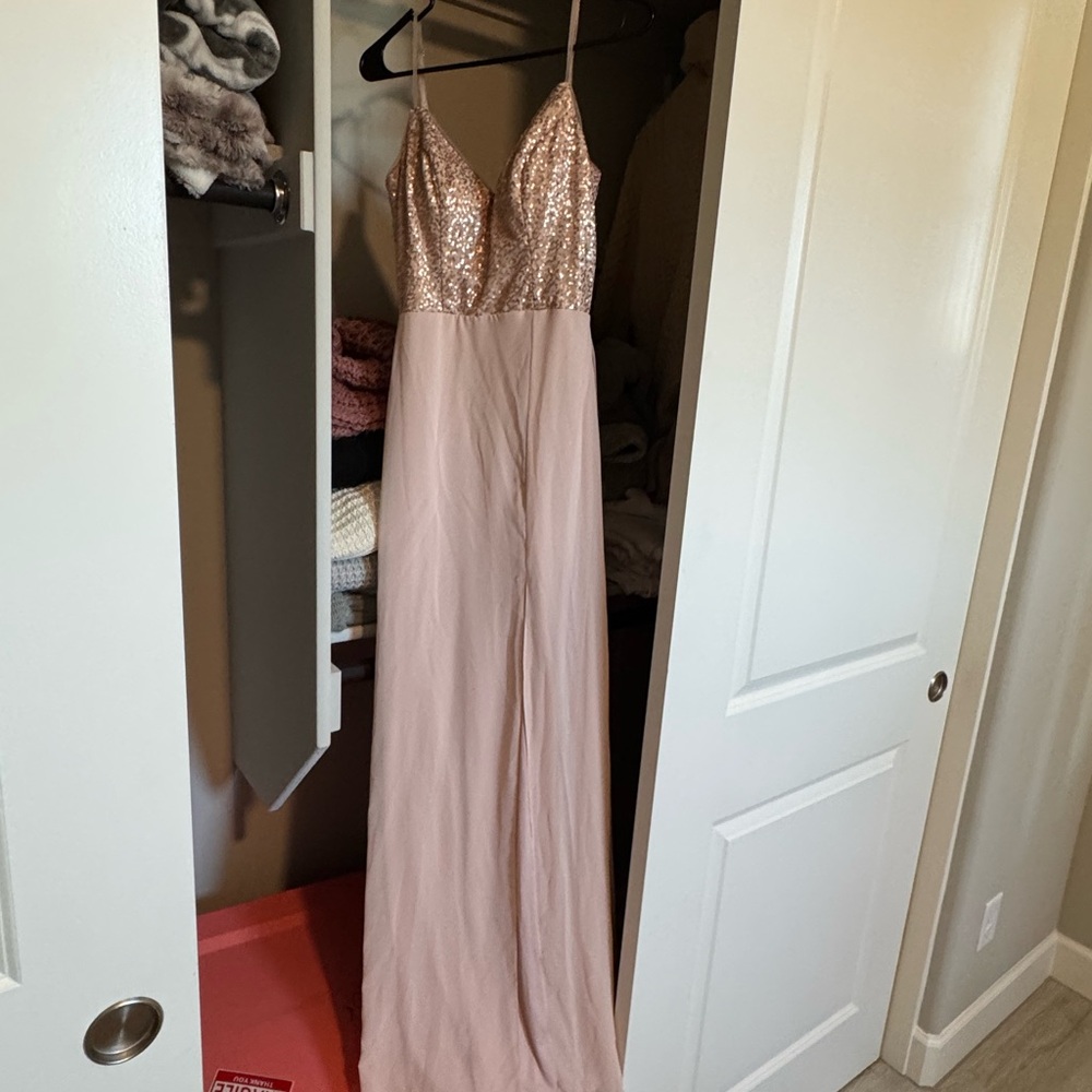 Pink Sequin Embellished Maxi Gown for Weddings